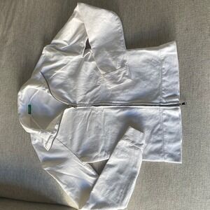 United Colors of Benetton White Full Zip Long Sleeve Jacket XS Cotton Blend